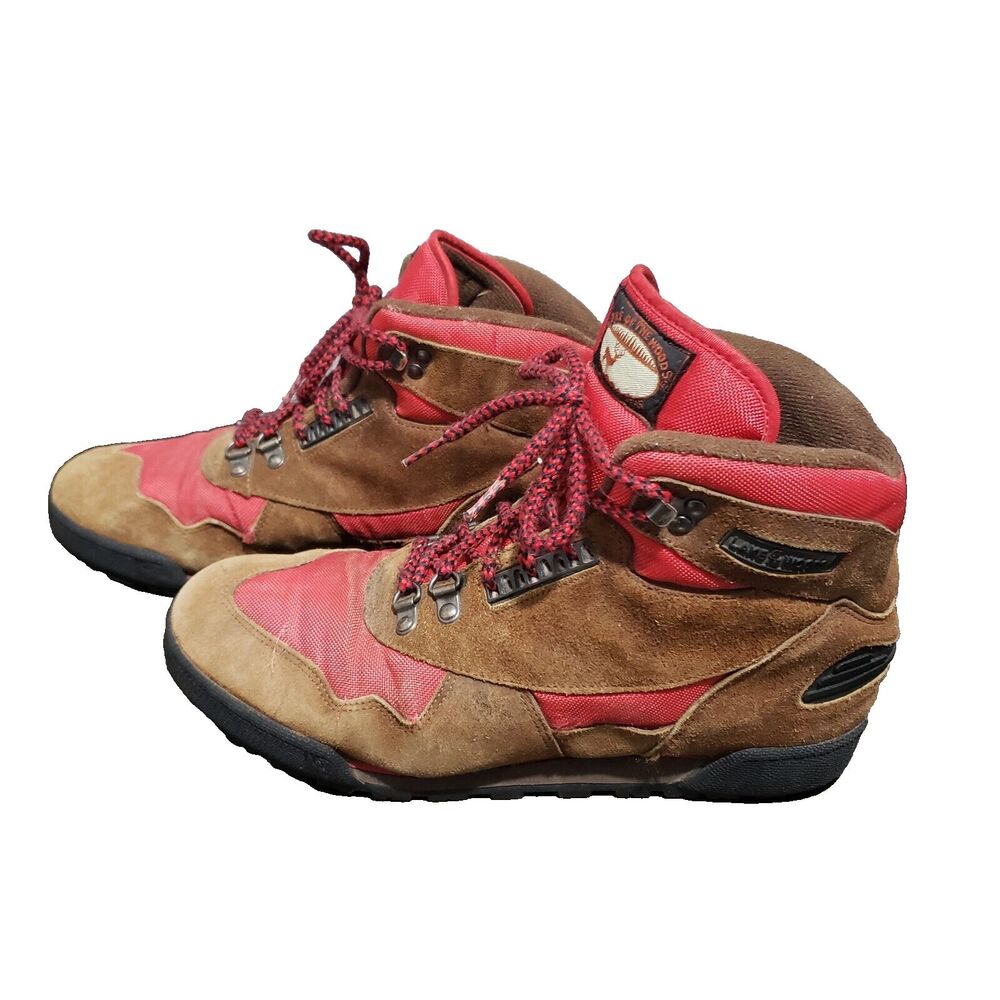 Vtg Lake of The Woods Brown Suede  Red Boots 10,5